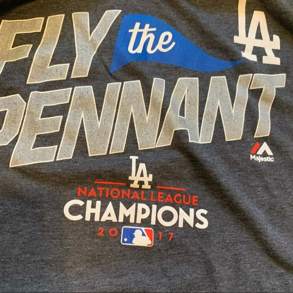 Majestic Los Angeles Dodgers Championship Womens TShirt Size Large
